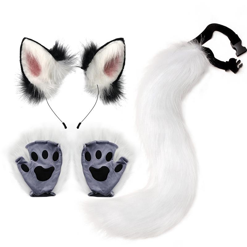 Halloween Party Fox Tail Fox Ears Set Plus Cute Paw Gloves Cosplay Animation Exhibition Character Handmade Plush Props