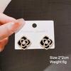 Black Dangle Earrings Crystal Square Pendants Women's Hanging Earrings Korean Bowknot Pearl Flower Earrings