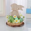 Wooden Easter Bunny Decoration Farmhouse Rustic Artificial Flower Colorful Egg Rabbit Table Sign Desktop Ornament Home Ornament