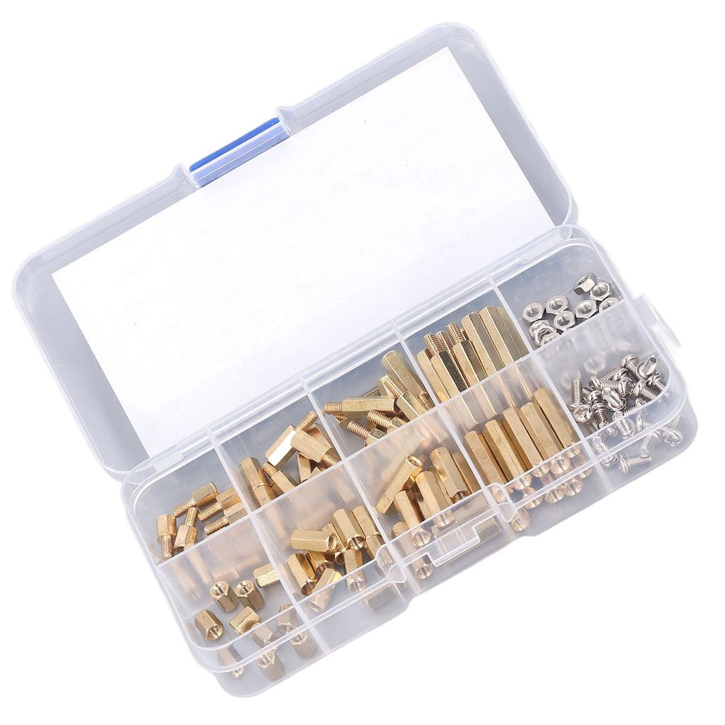 120Pcs M3 Standoff Kit Brass Standard Hex Screw Nut Standoff Kit for Automobiles Electronics