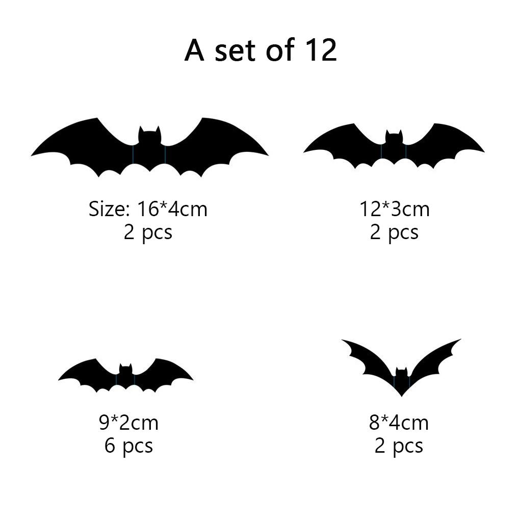 12Pcs Window Stickers Halloween Party 3D Wall Decals Waterproof Animal Shape Decoration Wall Papers