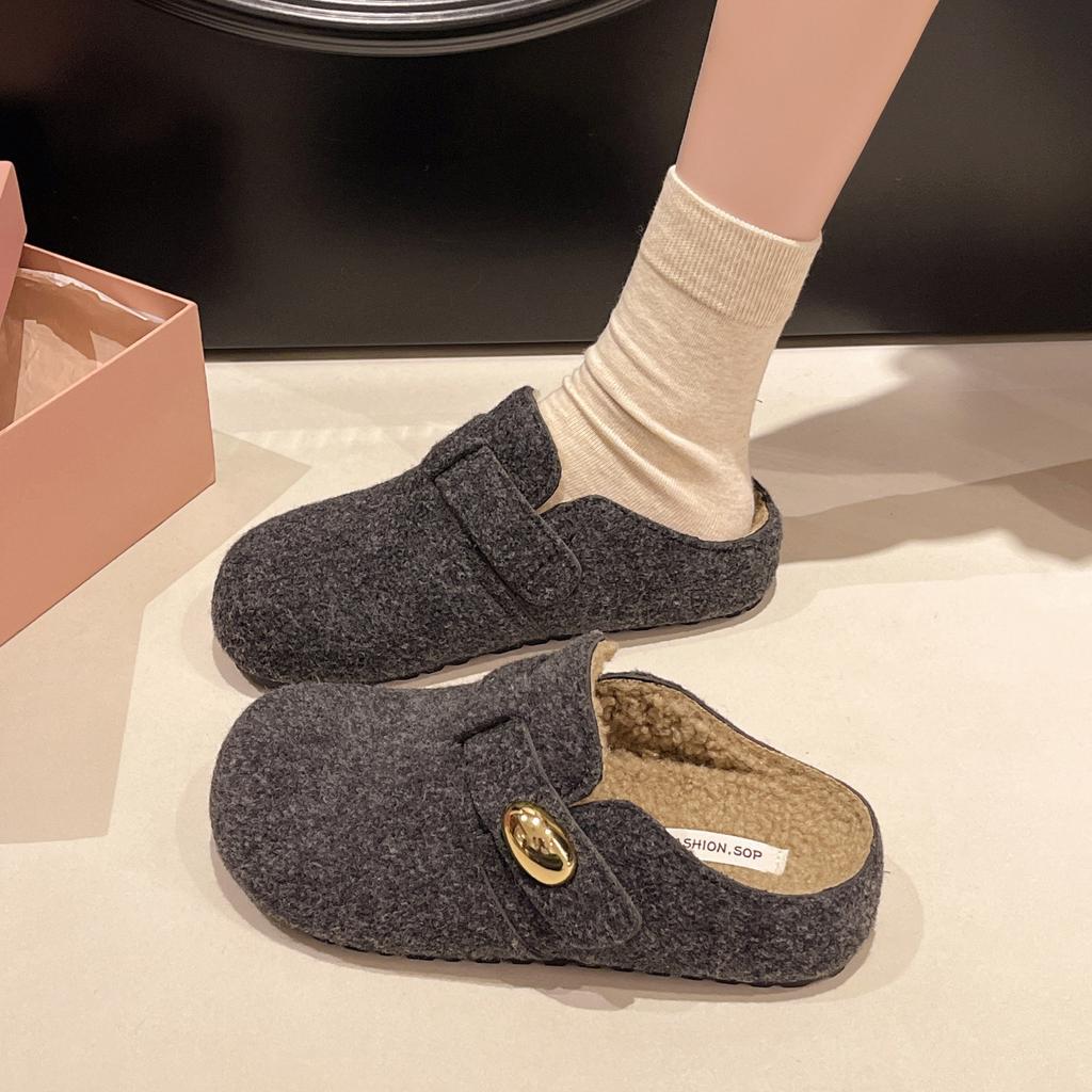 Autumn and Winter New Platform Slippers Temperament Retro Style Fashion Versatile with Skirt Temperament Bag Head Slippers Boken Shoes Tide