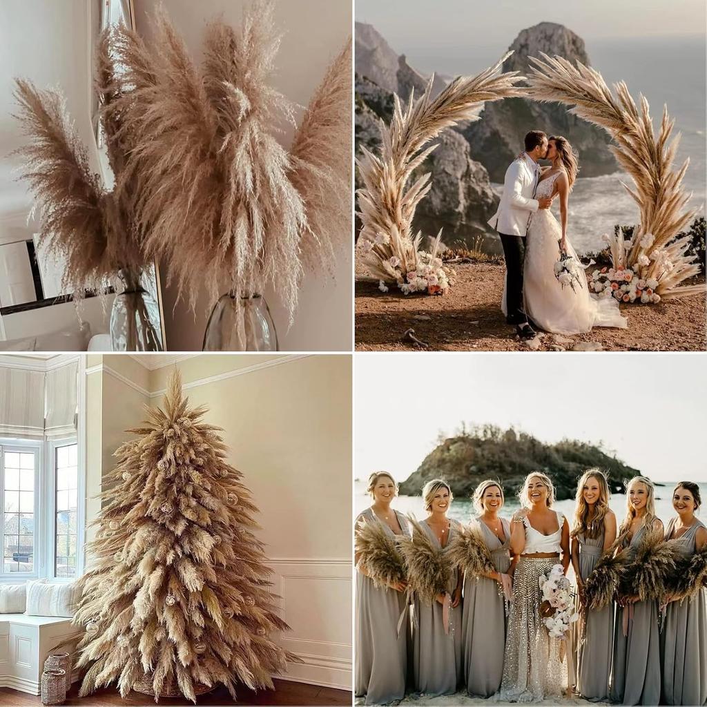 9 Stems Pampas Grass Decor Tall 48''/4 FT, Long Fluffy Dried Pompas Grass, Large Pampas Grass for Floor Vase, Rustic Wedding, Baby Shower, Party,