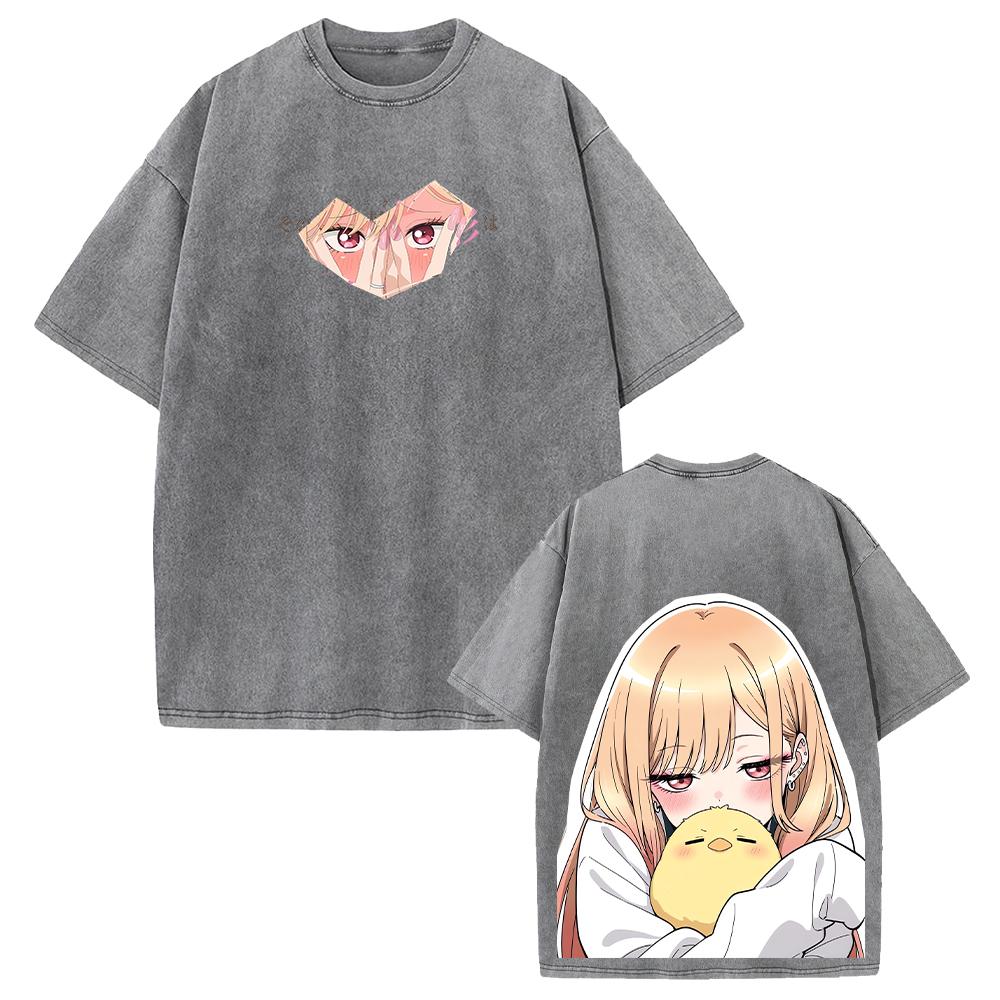 Trendy Anime My Dress-Up Darling T-shirt Marin Cartoon Washed Y2k T Shirt Men Women Clothing Summer Short Sleeve Cotton Tee Tops