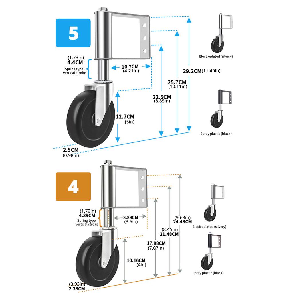 Spring Loaded Gate Caster Replacement Garden Gate Wheels Wear Resistant Gate Spring Shock Absorption Wheel Enduring