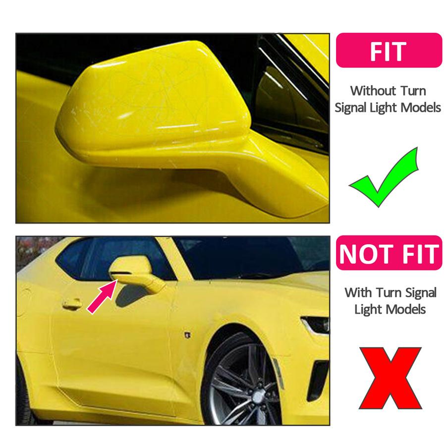 2 × Car Side Rearview Mirror Cover Cap Shell For 16-21 Chevy Camaro SS RS ZL1 LT