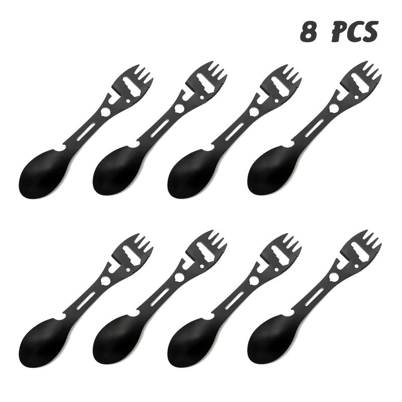 Multifunctional Outdoor Camping Tableware Portable Tableware Tools Soup Spoon Can Opener Picnic Hiking Forks Travel Equipment