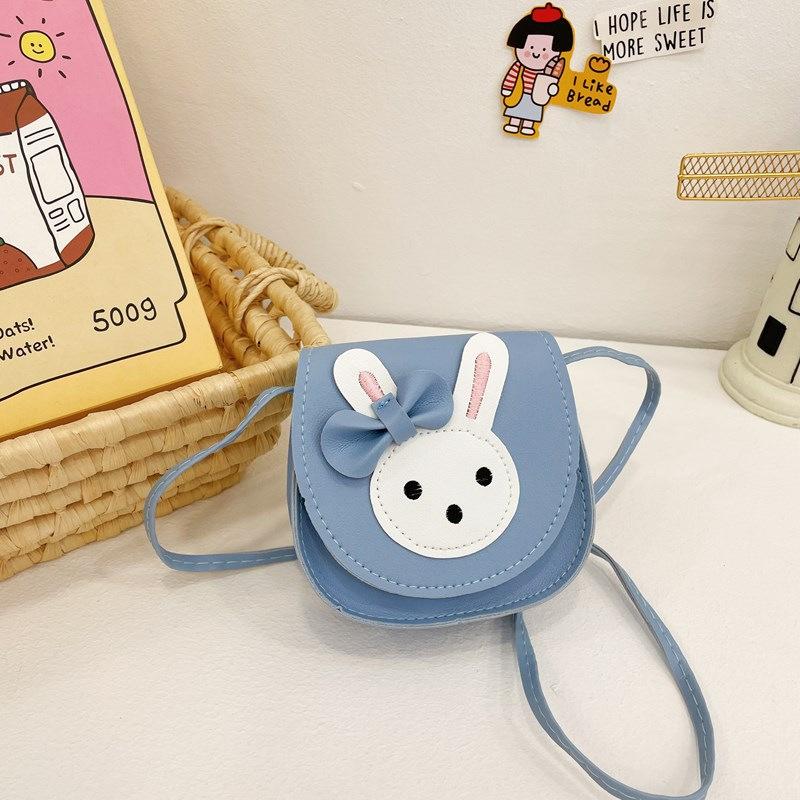 Cute Rabbit Faux Leather Crossbody Bag for Kids, Kawaii Cartoon Mini Square Shoulder Purse, Zipper Closure Single Strap Chain Bag for Children