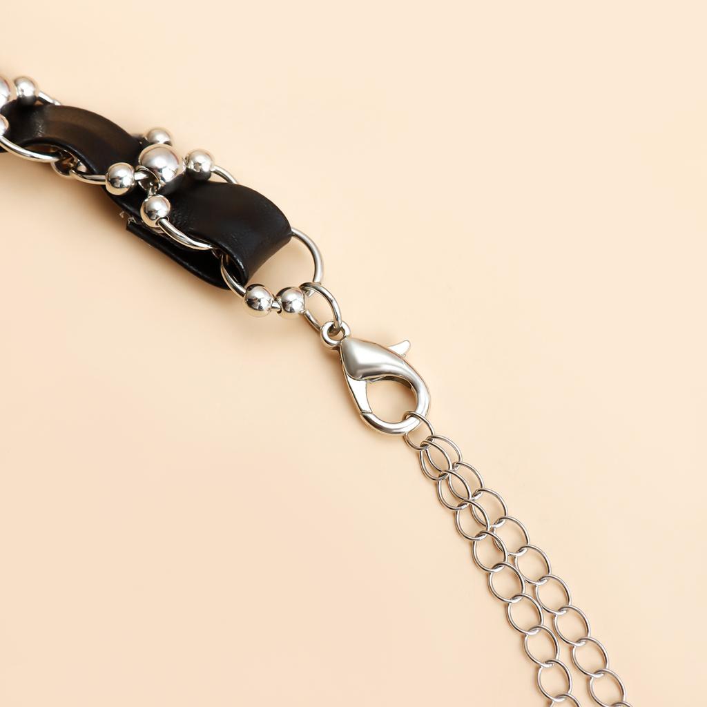 Gothic Spider Black Leather Choker Necklace Unisex Simulation Pearl Tassel Pendant Punk Neck Chain Jewelry Accessories