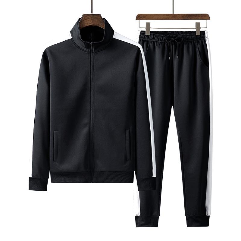 Spring & Autumn Men's Casual Sports Cardigan Jacket & Pants Set - Middle-Aged Workwear or School Uniform