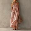 Women One Shoulder Draped Maxi Dress Casual Asymmetric Hem Beach Vacation Dress