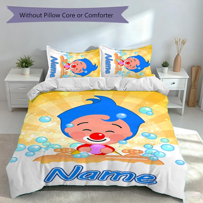 3pcs Custom Name plim plim Bedding Set,Includes 1 Duvet Cover and 2 Pillowcases,All-season Bedroom Decor