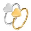 European & American Smooth Heart Ring - Stainless Steel Fashionable Engravable Finger Ring