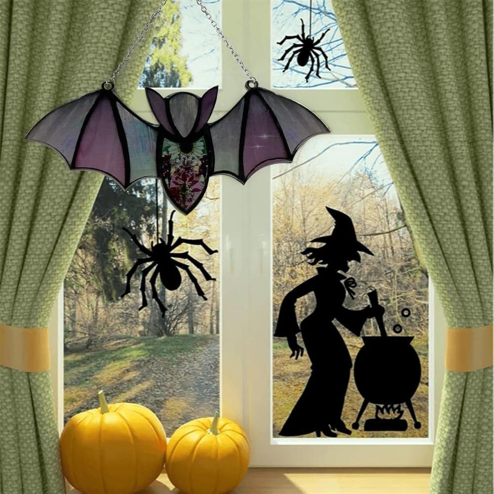 1pc/2pcs Black Window Hanging Acrylic Bat Stained Durable Bat Suncatcher  for Indoor