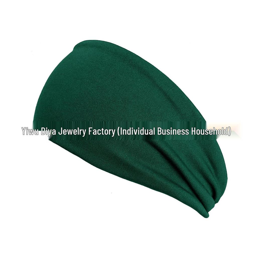 Unisex Elastic Sports & Yoga Headbands, Sweat-Absorbing Cotton Hair Accessories, Solid Colors