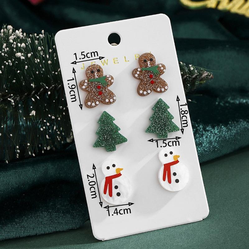 Personalized Jewelry Christmas Alloy Stud Earrings Christmas Hat Elk Point Diamond Christmas Tree Gingerbread Man Earrings