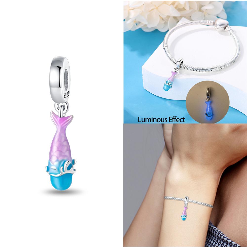 Original Copper Charms Blue Wings Butterflies Moon Stars Seahorses Beads Fit Bracelet Women Diy Anniversary Jewelry Gift