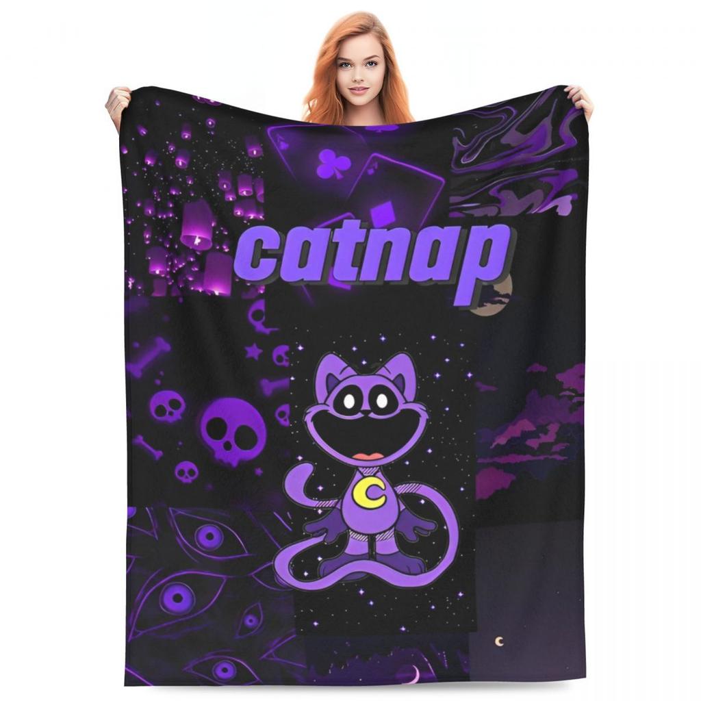 Catnap Knitted Blanket Velvet Cartoon Toy Ultra-Soft Throw Blanket for Airplane Travel Bed Rug