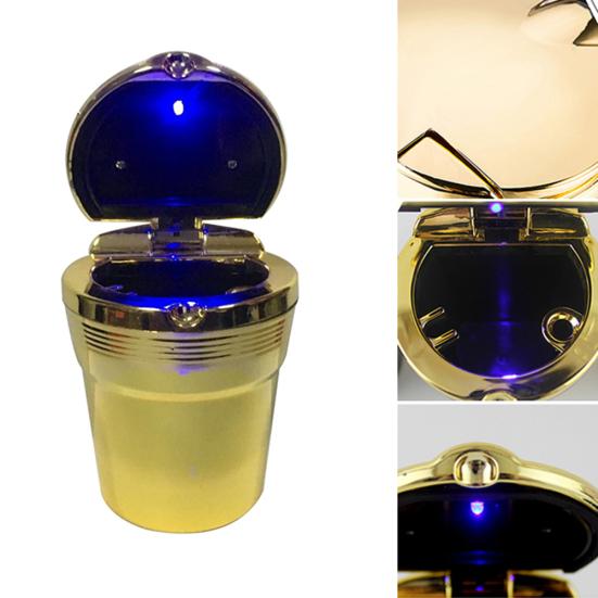 Car Ashtray Convenient LED Night Light with Lid High Strength Metal Ash Storage Holder for Vehicle