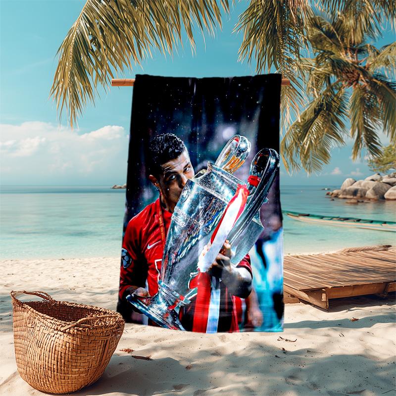 Ronaldo Portugal Football Legend Beach Towel Beach Portable For Travel Outdoor Pool Towel Seaside Swim Comfort Outdoor Picnic Beach Mat