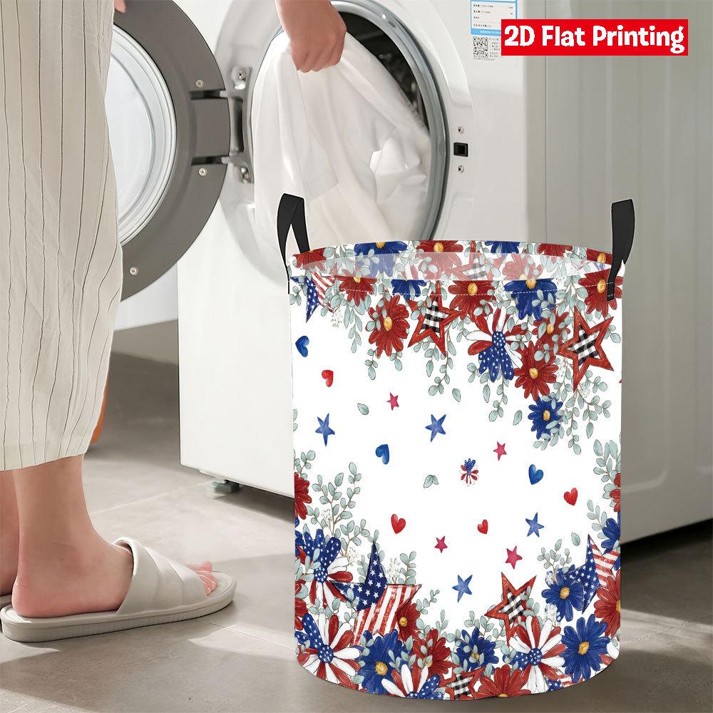 Collapsible Laundry Basket Large Round Waterproof Fabric Hamper Dirty Clothes Storage Bin Toy Organizer with Handles