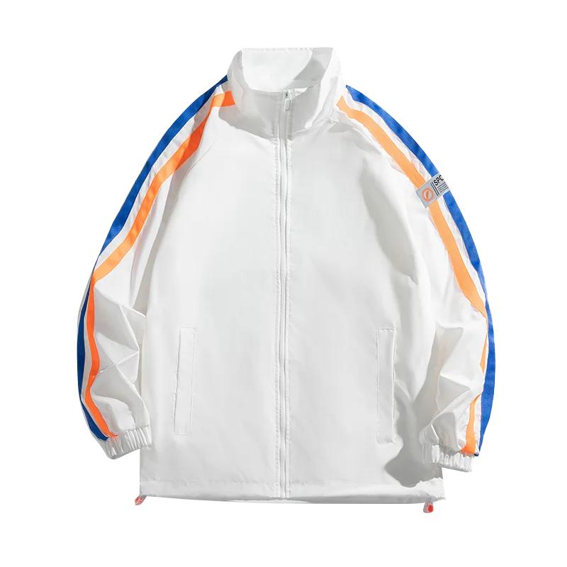 

Университетская куртка в стиле хип-хоп, мужская уличная лоскутная ветровка с цветными блоками, пальто на весну и осень, тонкие модные свободные студенческие куртки XL белый