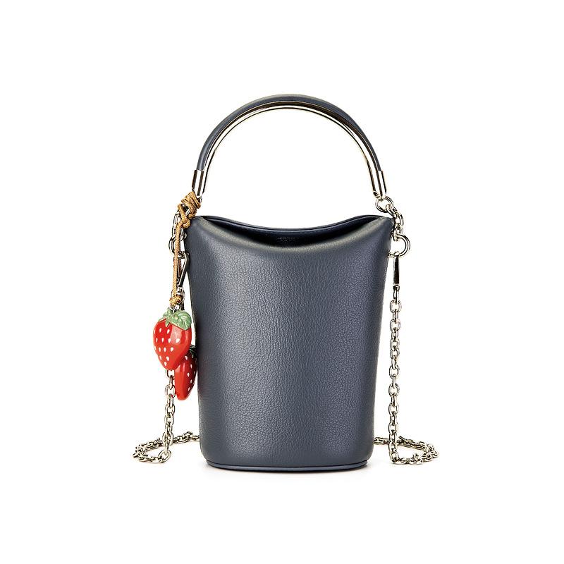 Borsa a secchiello singola tracolla in vera pelle da donna