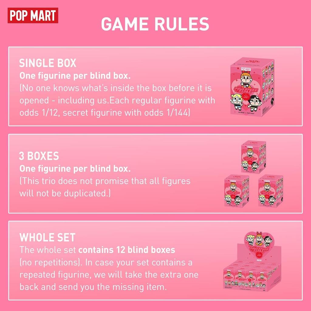 POP MART Crybaby x Powerpuff Girls Serie Figuren, Crybaby Blind Box Figuren, Zufälliges Design Sammelspielzeug Wohnaccessoires, Feiertags-Geburtstagsgeschenke