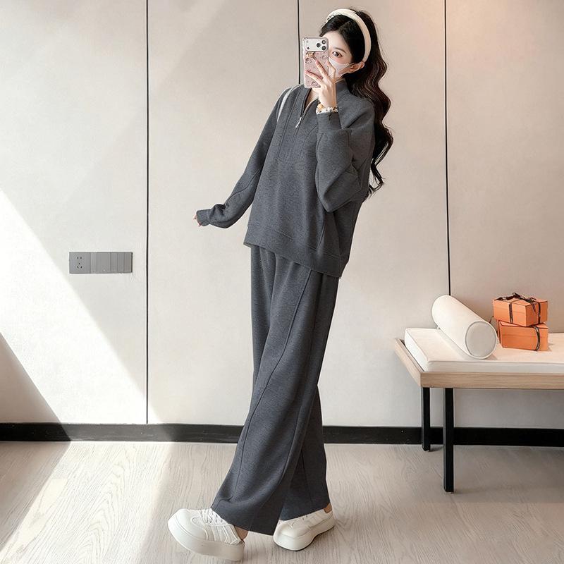 

2026 Spring Maternity Two-Piece: Casual Loose Hoodie & Wide-Leg Pants Set 2XL