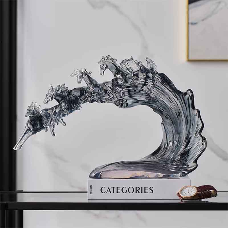 Transparent Resin Handicraft Horse Sculpture Ornaments Living Room TV Cabinet Desktop Decoration Creative Artworks Statue Gifts