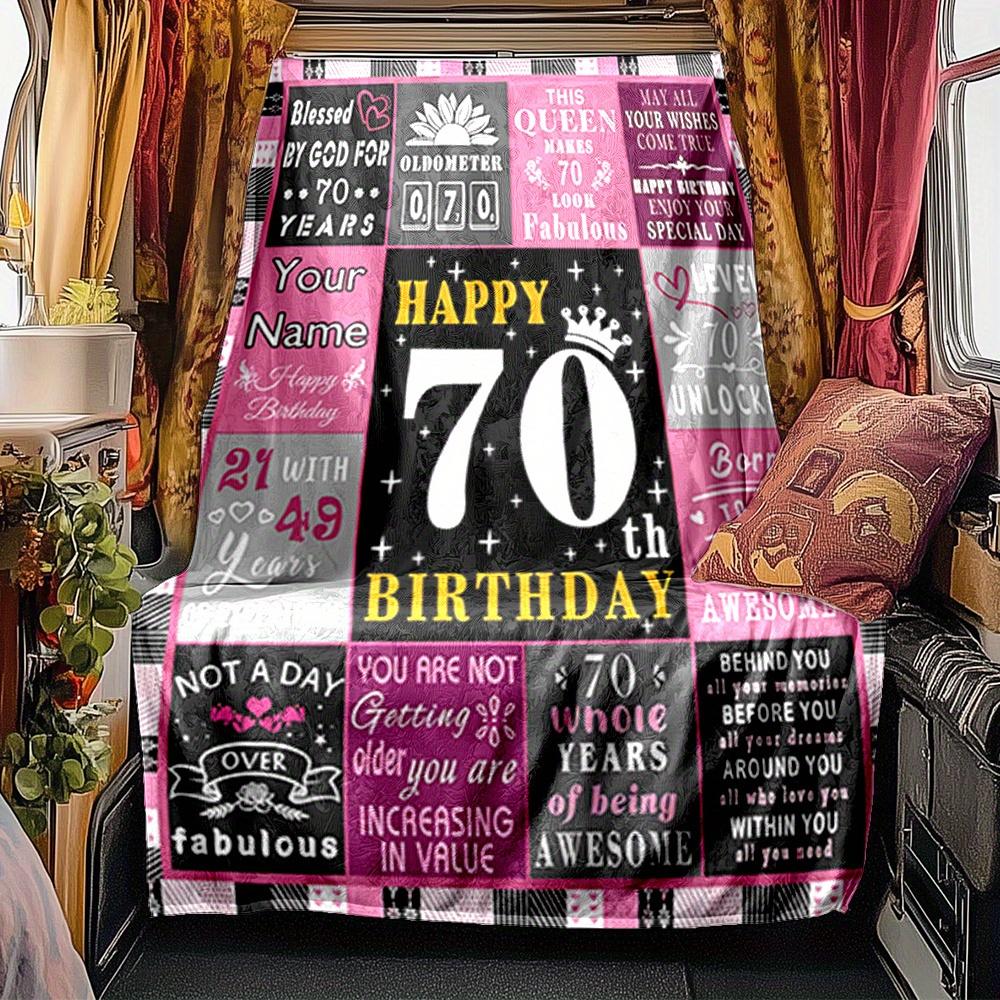 70Th Birthday Blanket Personalized Name Soft Comfortable Stylish Blanket Car Blanket Perfect For Travel Camping Outdoor Home Suitable For All Seasons