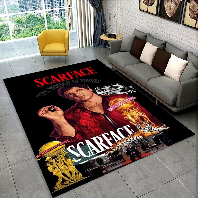 Retro Scarface Classic Movie Tony Carpet Rug for Playroom Bedroom Living Room Sofa Home Decor,kid Area Rug Non-slip Floor Mat