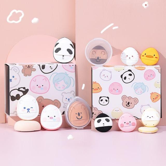 AME - Set of 4: Animal Mini Finger Powder Puff (Various Designs)