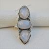Natural Moonstone Ring, Wedding Ring, 925 Sterling Silver Ring, Oval Teardrop Multi Stone Ring, Blue Fire Moonstone Ring