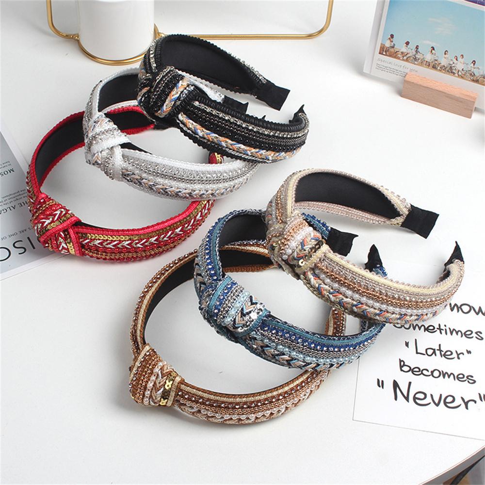 New Knotted Headbands for Women Headdress Girls Vintage Hair Bands Cloth Wide Hairband Soft Hair Hoop Hair Accessories Headwear