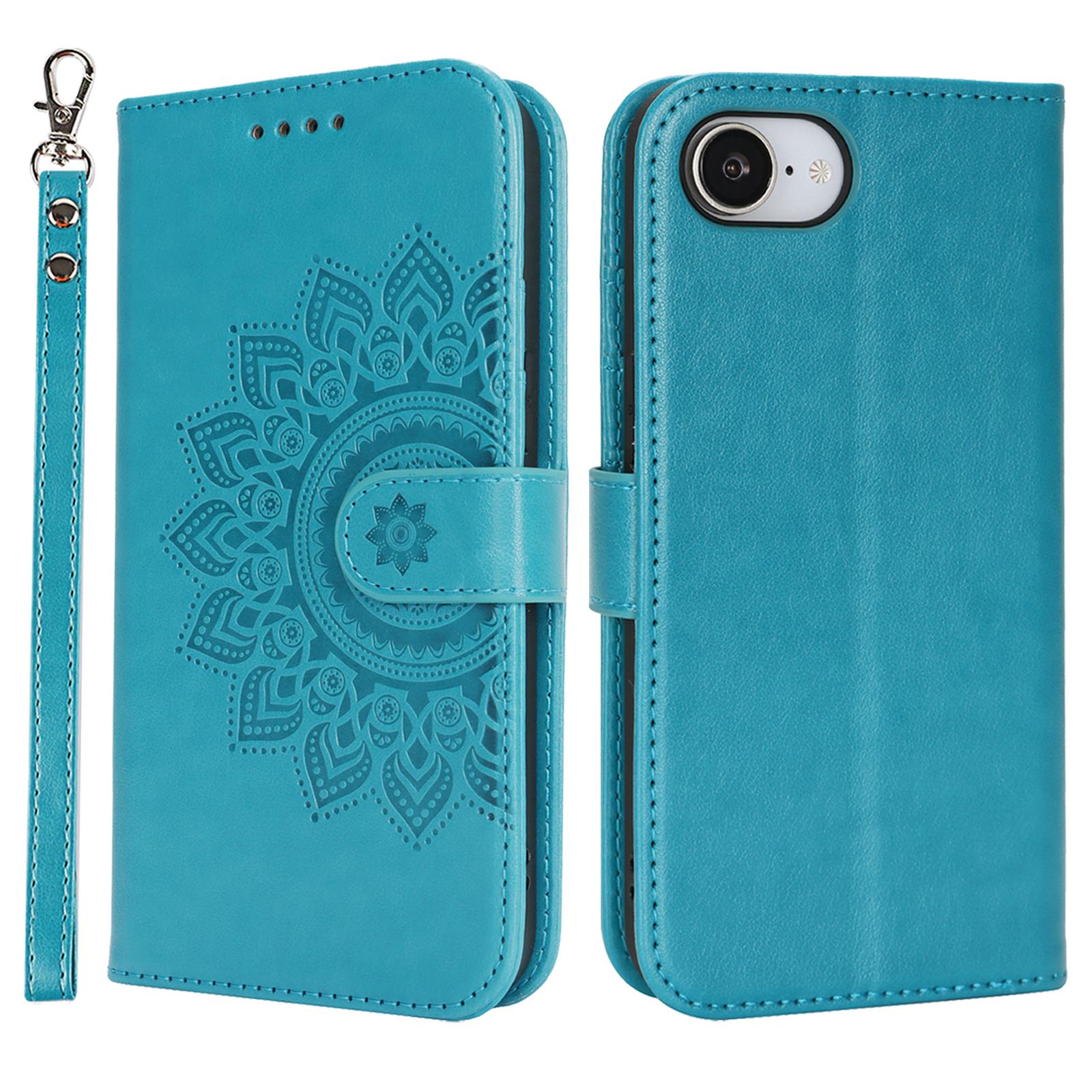 

For iPhone 16e Case Textured Leather Wallet Phone Cover with Strap
