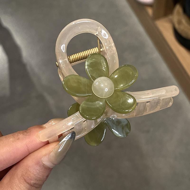 Korean Style Sweet Flower Hair Claw Simple Back Head Cross Hairpin  Bun Styling Tools Shark Clips Women Hair Accessories