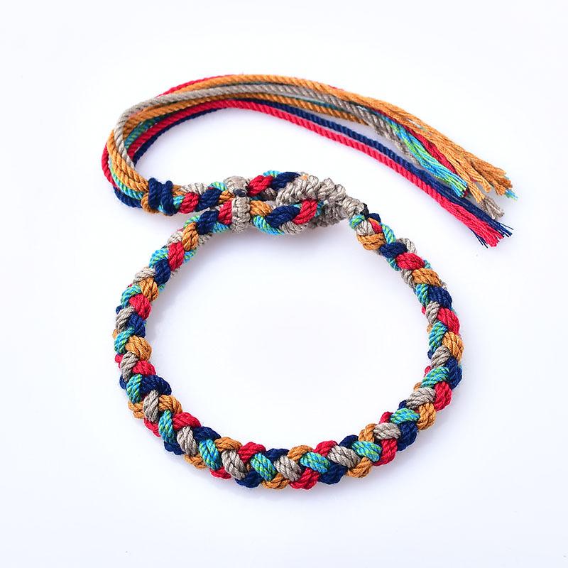 Tibetan Hand Rope Handwoven Transfer Hand Rope Bracelet Thangka God of Wealth Green Tara Zakiram Bracelet Jewelry