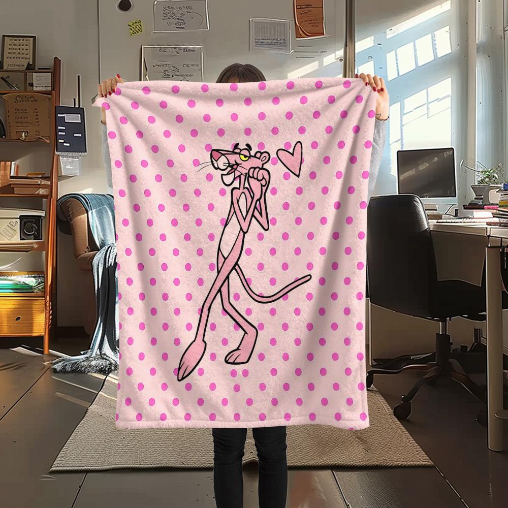 The Pink Panther Flannel Blanket, High Quality Comfortable for All Seasons, Home Decor, Warmth and Comfort