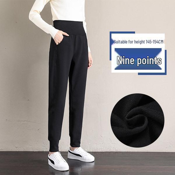 Damen Winter Fleece-gefütterte Lammwolle Jogginghose, Kleine Statur, Lässige Baumwoll-Sporthose