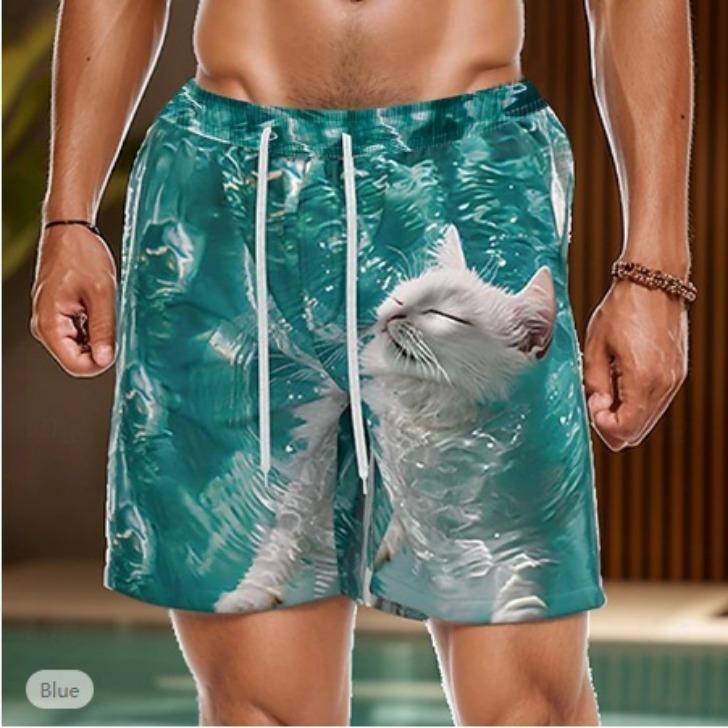 Letní 3D Zábavné Kreslené Zvířata Potisk Šortky Módní Ležérní Plážové Pánské Šortky