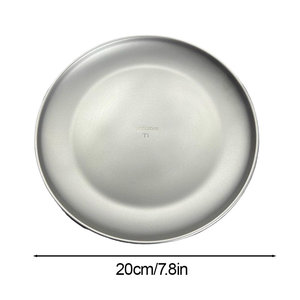 Titanium Camping Plate Lightweight Camping Plate For Barbecue Home Dinnerware Round Frosted Picnic Gear Reusable Tableware