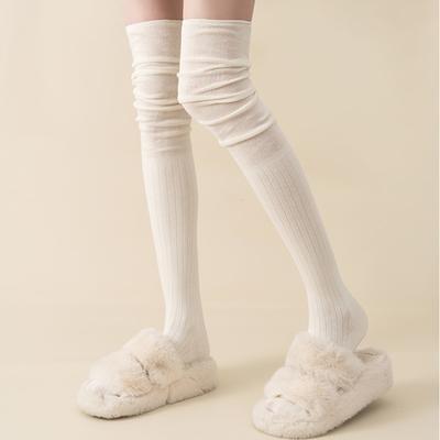 Socks Women'S Knee Socks Autumn And Winter, Thigh Socks Pure Cotton Sweat-Absorbing Japanese Stacking Socks Solid Color Fashion High-Tube Socks