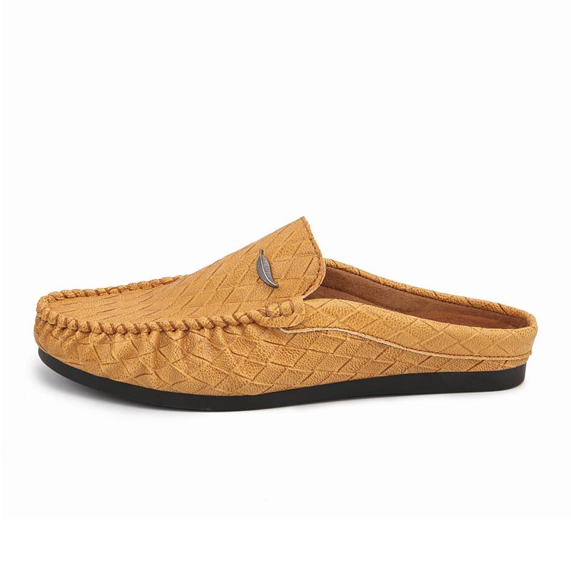 Half Shoes for Men Loafers Slippers PU Leather Man Slides Breathable Mules Closed Toe Sandals Outdoor Lightweight Slip On Flats