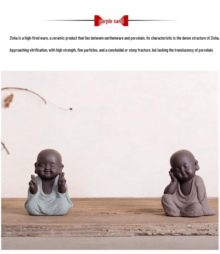 Cute Zen Monk Zisha Clay Tea Pet - Handmade Tea Ceremony Ornament