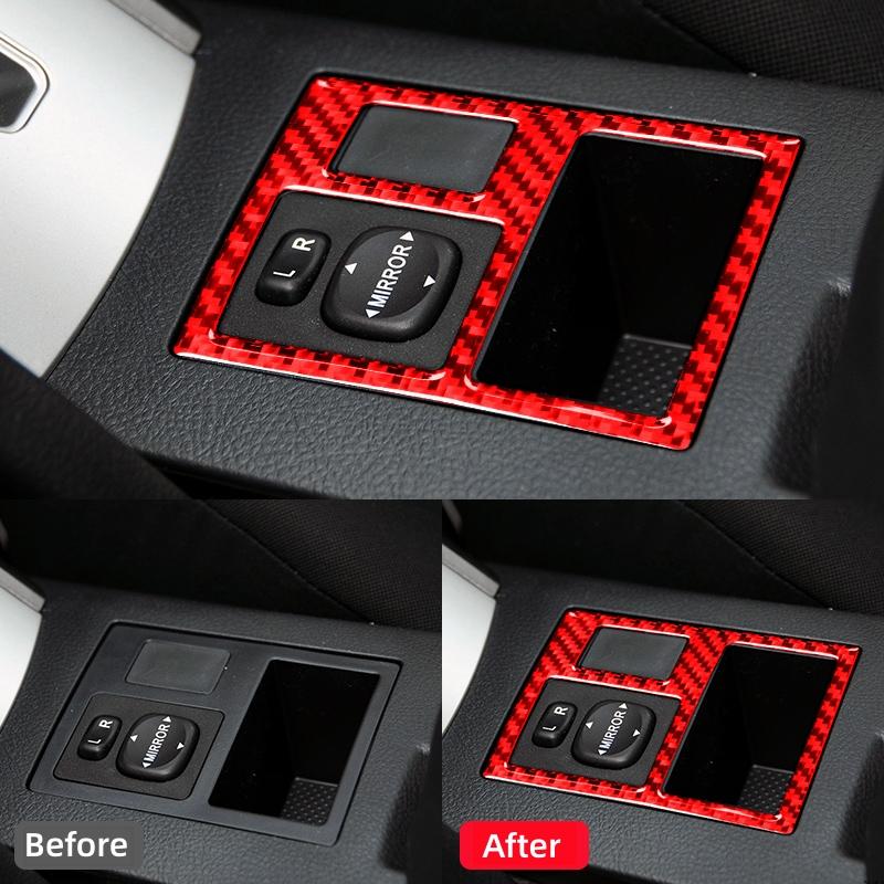 For Toyota RAV4 2006-2012 Interior Accessories Carbon Fiber Car Rearview Mirror Adjustment Trim Frame Cover Decoration Stickers