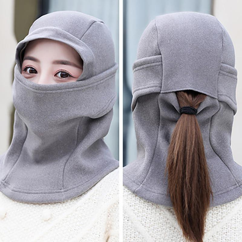 Cycling Warm Artifact Hat Women's Autumn and Winter Helmet Lined Windproof Mask Scarf Ear Protection Neck Pullover Hat