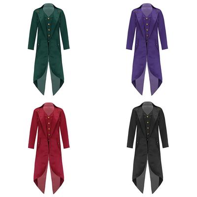Kids Renaissance Steampunk Costumes Fake Two Piece Tailcoat Retro Gold Buttons Solid Color Victorian Jacket