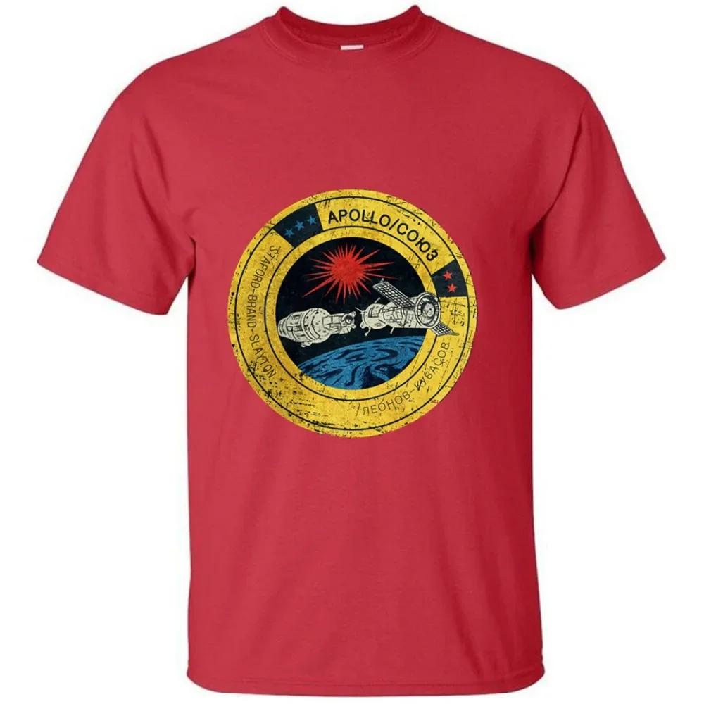 Vintage Soviet Russian Space Apollo Soyuz Emblem TShirt 100 Cotton ONeck Short Sleeve Summer Casual Mens Tshirt Streetwear S