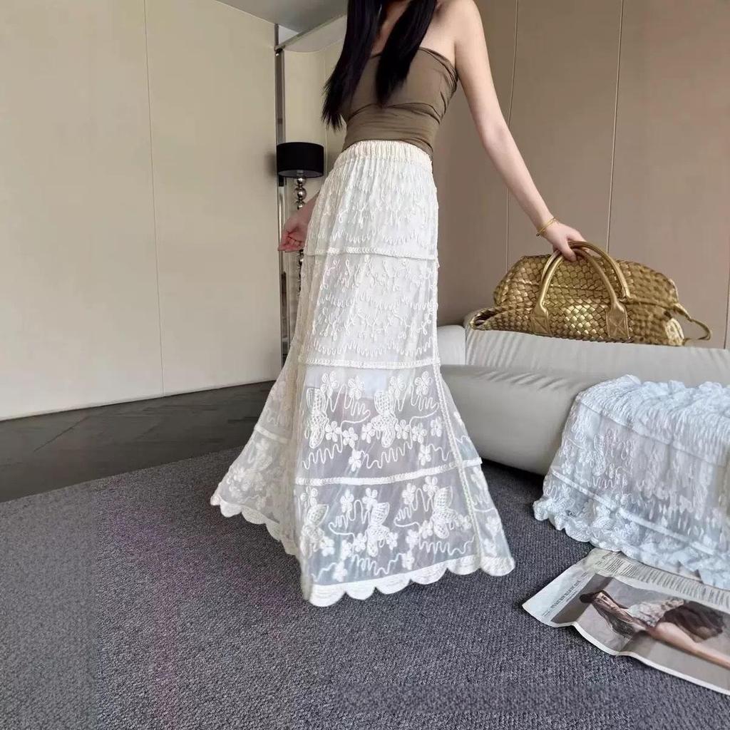 Lace Half-Skirt Elastic Qipao Underskirt - Retro Versatile Autumn/Winter Base Layer